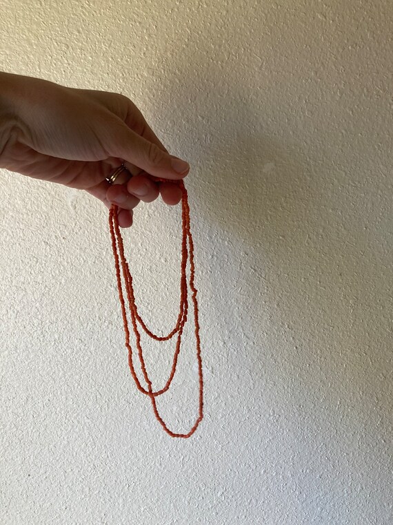 Vintage Coral Seed Bead Necklace - image 3