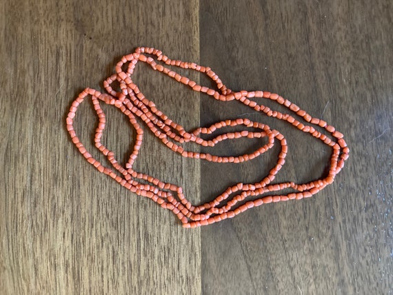 Vintage Coral Seed Bead Necklace - image 1