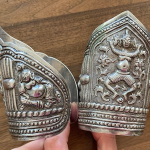 Silver Repousse Thai Cuffs set