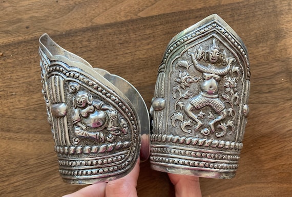 Silver Repousse Thai Cuffs set - image 1