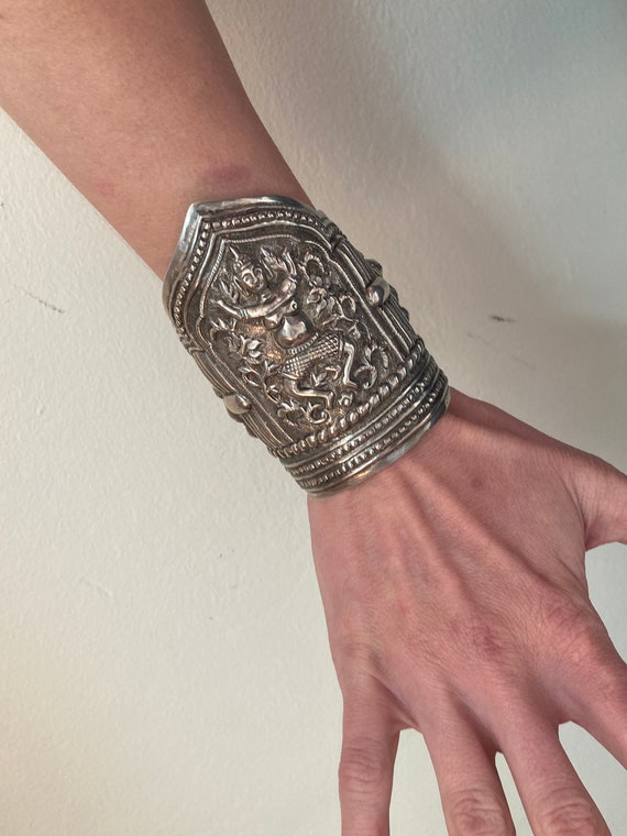 Silver Repousse Thai Cuffs set - image 4