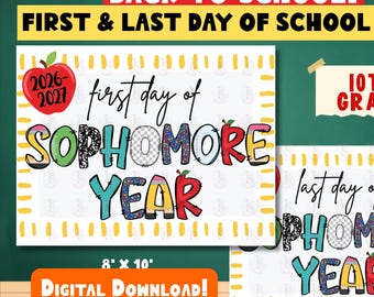 Letrero imprimible para el segundo año de secundaria: Accesorio para fotos del primer y último día (Descarga digital 8x10")
