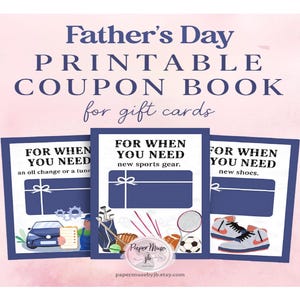 Druckbares Vatertags Geschenkkartenbuch – Lustiges & Sentimentales DIY Geschenk für Papa – Sofortiger Download Couponbuch – Digitale Geschenkidee für Ihn