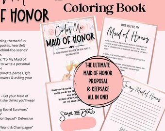 Libro para colorear divertido de damas de honor: propuesta de matrimonio, despedida de soltera (descarga digital)