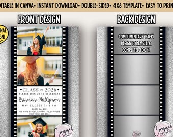 Invitación de graduación con fototirada: Generación 2026, rollo de película (descarga digital)