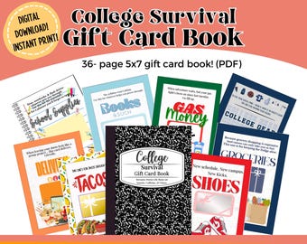 Libro de tarjetas de regalo para sobrevivir a la universidad / Regalo de graduación imprimible (PDF)
