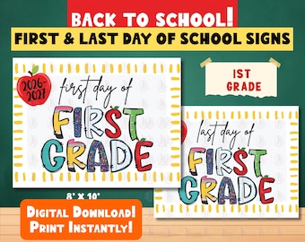 Letrero del primer día de primer grado – Accesorio para fotos de regreso a clases (Descarga digital)