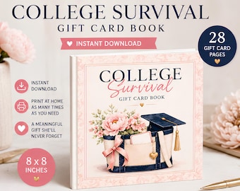 Libro de tarjetas de regalo para sobrevivir a la universidad / Regalo de graduación imprimible (PDF)
