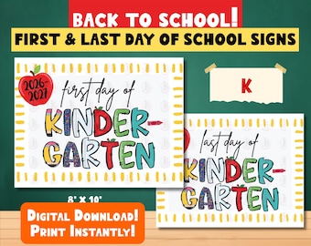 Letrero para el primer y último día de kínder – Accesorio para fotos escolares 2026-2027 (Descarga digital)