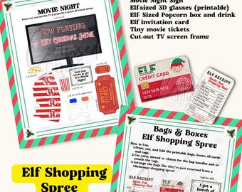 Paquete imprimible de noche de cine de elfos y juerga de compras: ¡descarga instantánea!