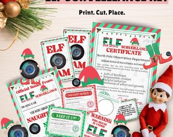Kit de vigilancia de elfos: imprimible navideño con cámaras y certificados (descarga digital)