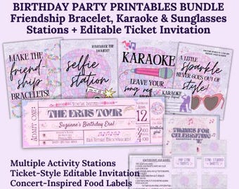 Imprimibles para fiesta de cumpleaños de la gira Eras, invitación editable para entradas (descarga digital)