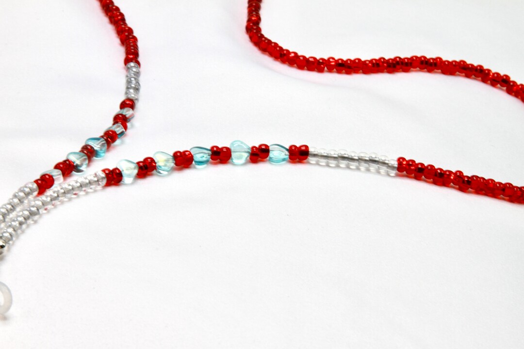 Red Eyeglass Holder Necklace With Hearts Etsy
