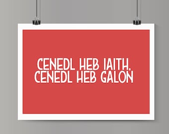 A nation without a language is a nation without a heart - Welsh expression - Gallery wall art - Maximalist - Wales