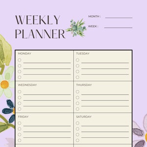 Weekly Planner, Printable Planner, Digital Planner, Instant Download