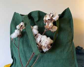 Plant-dyed Oversized Canvas Bag - Forest Green