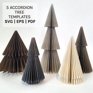 DIY Waben Weihnachtsbaumschmuck, 5 digitale Vorlagen, moderne Weihnachtsdekoration, sofortiger digitaler Download SVG für Cricut, Papierbäume
