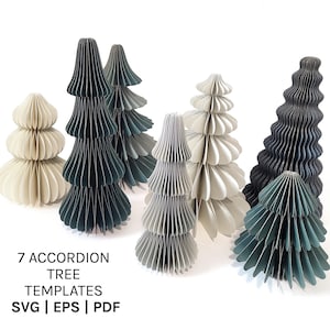 DIY Waben Weihnachtsbaumschmuck, 7 digitale Vorlagen, moderne Weihnachtsdekoration, sofortiger digitaler Download SVG für Cricut, Papierbäume