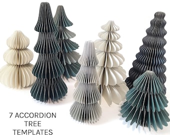 DIY Honeycomb Christmas Tree Decorations, 7 Digital Templates, Modern Christmas Decor, Instant Digital Download SVG for Cricut, Paper Trees
