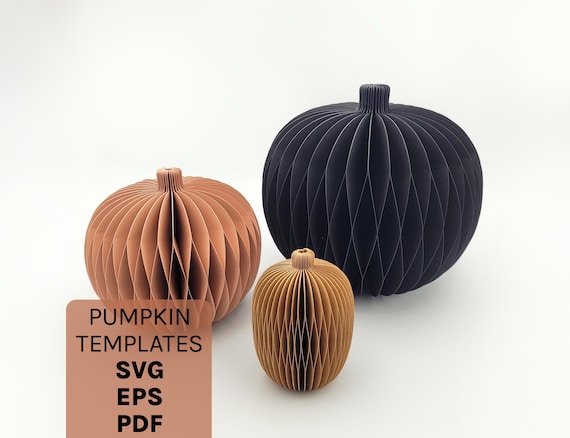 DIY Honeycomb Paper Pumpkin Decorations, 7 Digital Templates, Instant Digital Download, Paper Craft SVG Cut File for Cricut, Fall Decor