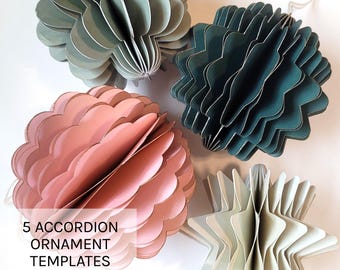 DIY Honeycomb Paper Ornaments, 5 Digital Templates, Unique Christmas Ornaments, Instant Digital Download SVG for Cricut