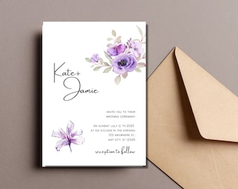 Wedding Invitation Template | Wedding Invite | Canva Editable | Digital Wedding Card | Instant Download | Elegant Modern Wedding Template