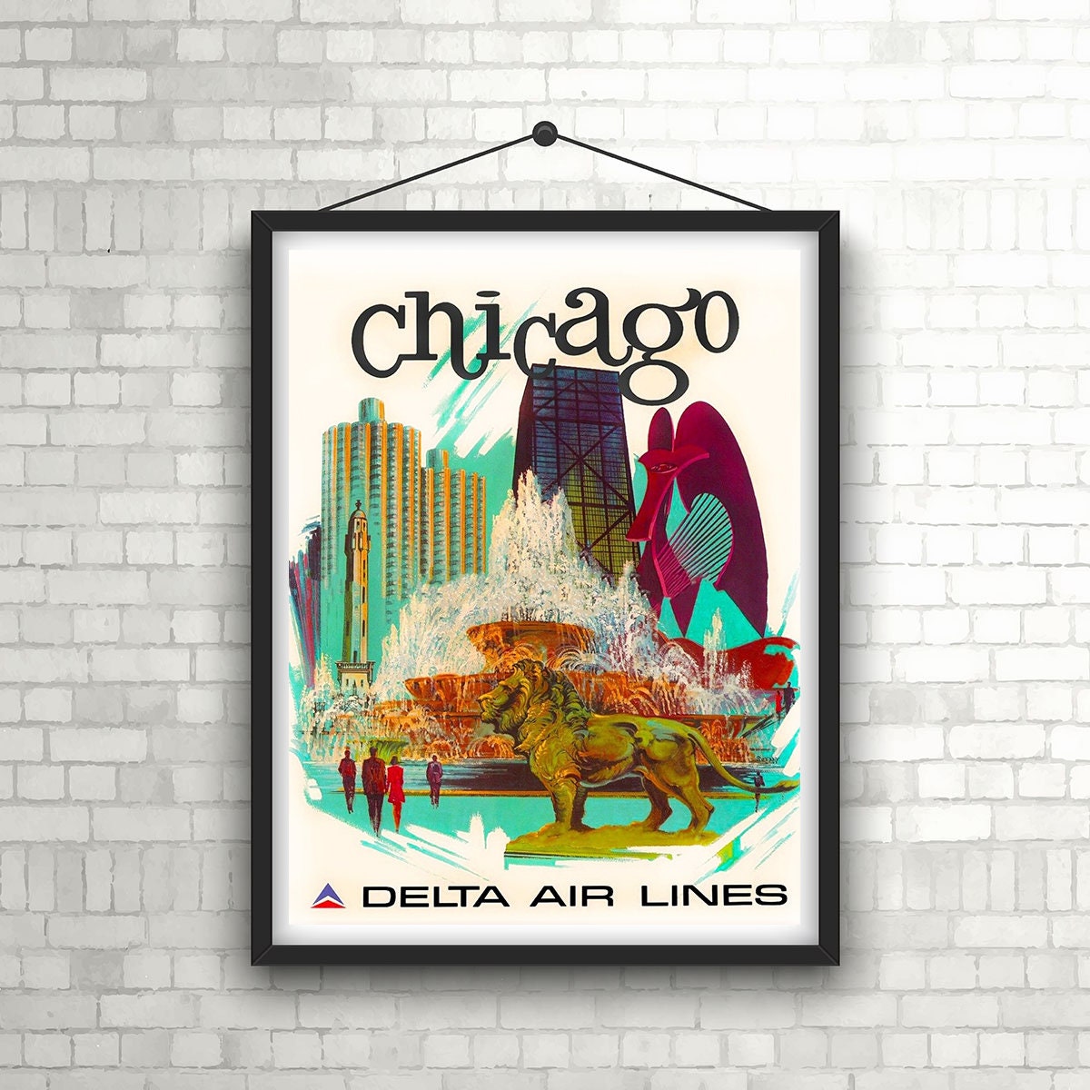 Original Vintage Poster FLORIDA - DELTA AIR LINES – CHICAGO
