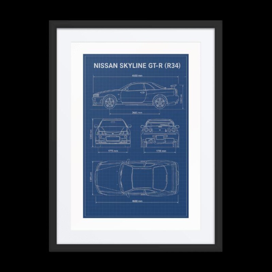 Gt R R34 Fnf Blueprint Nissan Skyline R34 GTR Blueprint | Printable Car Art | JDM Wall Decor ...