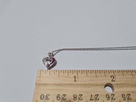 14 K WG Heart Shape with Ruby Pendant and Necklac… - image 7