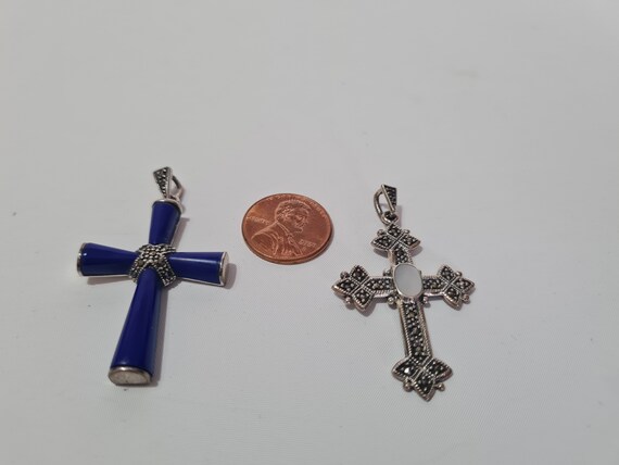 Vintage Sterling Silver and Marcasites Cross Pend… - image 2