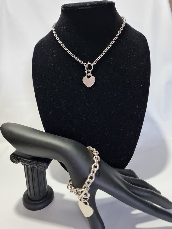 Sterling silver toggle necklace and bracelet set deals