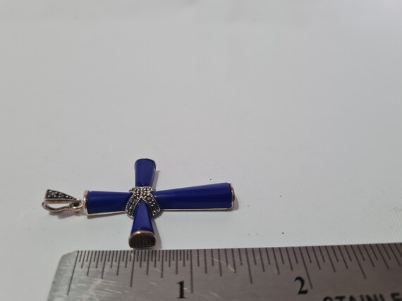 Vintage Sterling Silver and Marcasites Cross Pend… - image 8