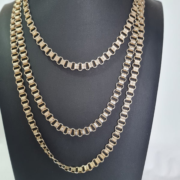 Vintage NAPIER Bookchain Link GF/Brass Necklace 61"