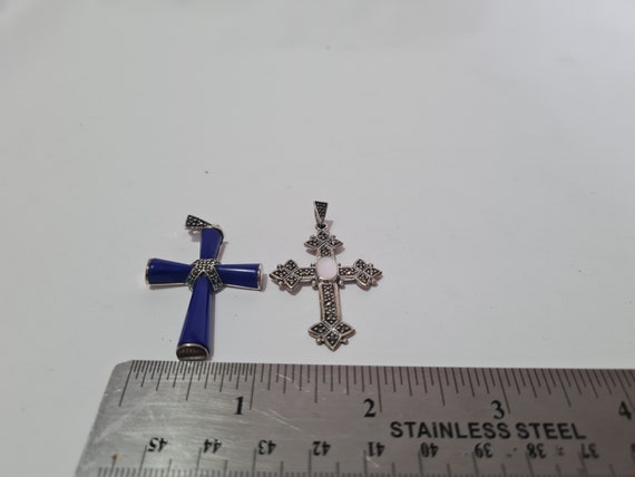 Vintage Sterling Silver and Marcasites Cross Pend… - image 10