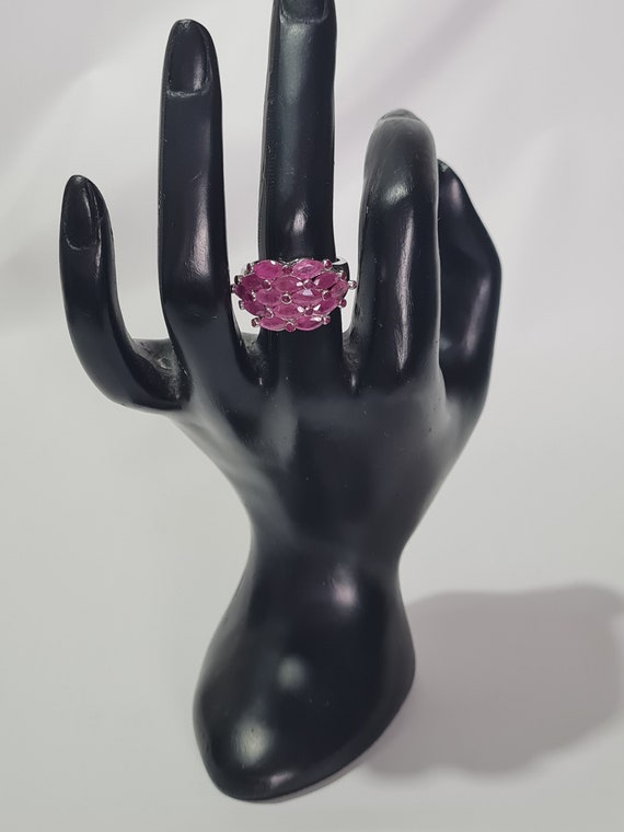 Sterling Silver Ruby Statement Ring sz 6.75 - image 1