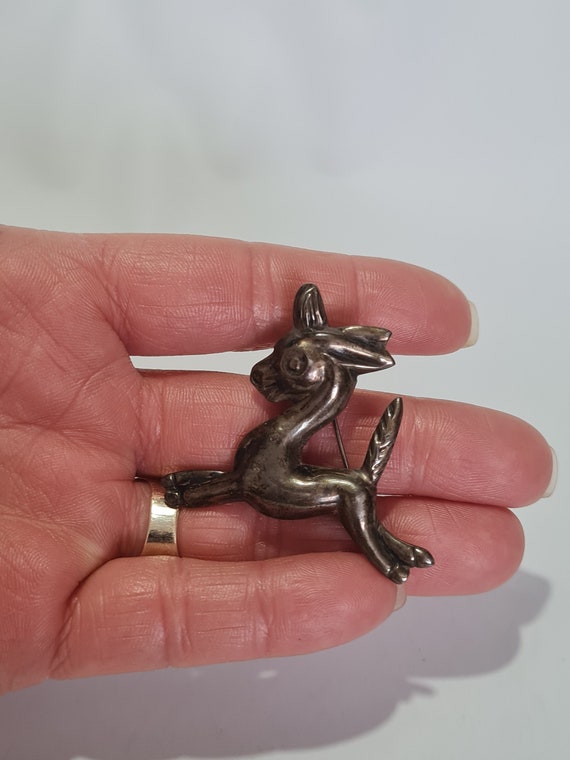 Vintage Sterling Silver Mexico Donkey Brooch 1.5"