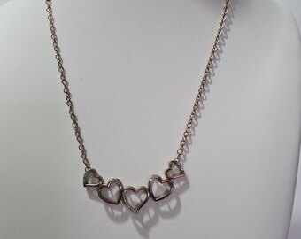 Vermeil Heng Ngai Five Open Hearts Moissanite Pendant Necklace 15"