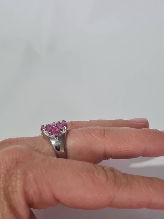 Sterling Silver Ruby Statement Ring sz 6.75 - image 9
