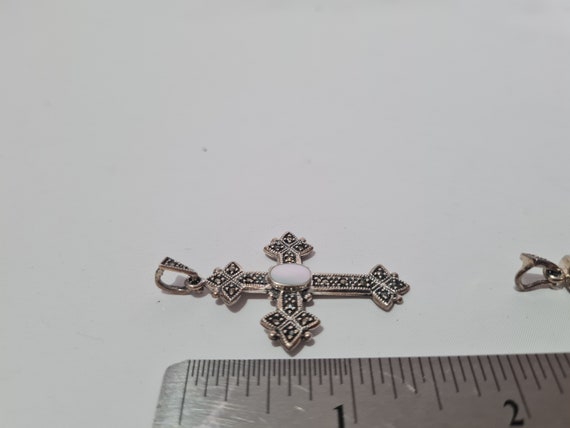 Vintage Sterling Silver and Marcasites Cross Pend… - image 9