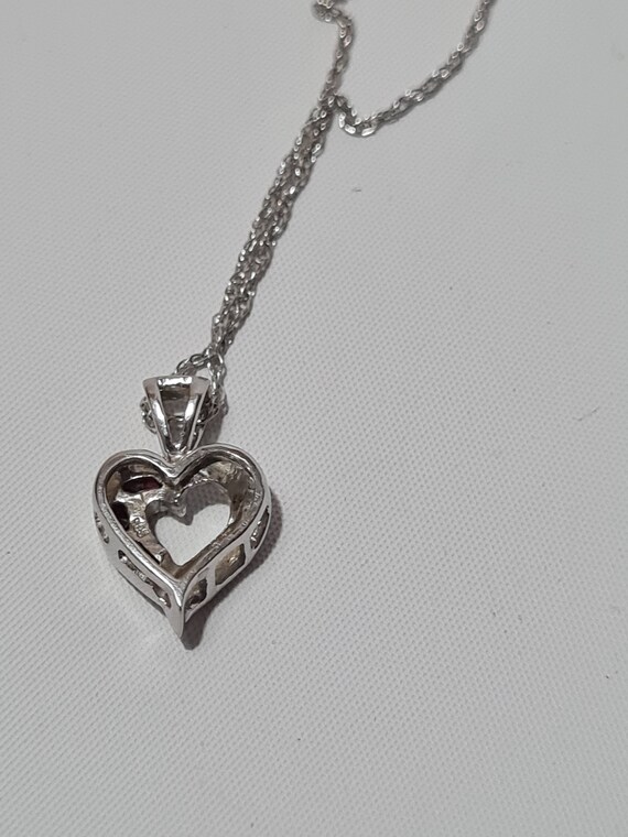 14 K WG Heart Shape with Ruby Pendant and Necklac… - image 4