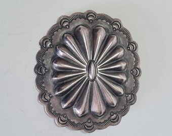 Vintage Sterling Brooch with Crescent Moon Design 1.5"