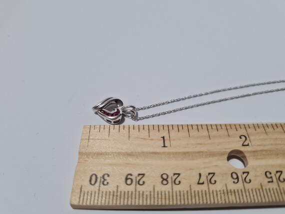 14 K WG Heart Shape with Ruby Pendant and Necklac… - image 8