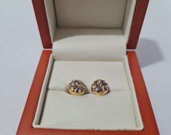 14 K white/yellow gold post earrings 0.5"