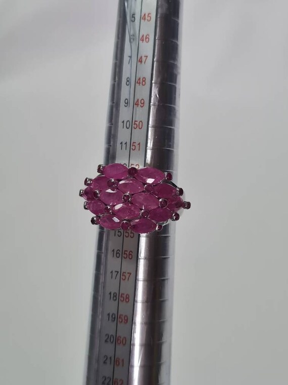Sterling Silver Ruby Statement Ring sz 6.75 - image 3