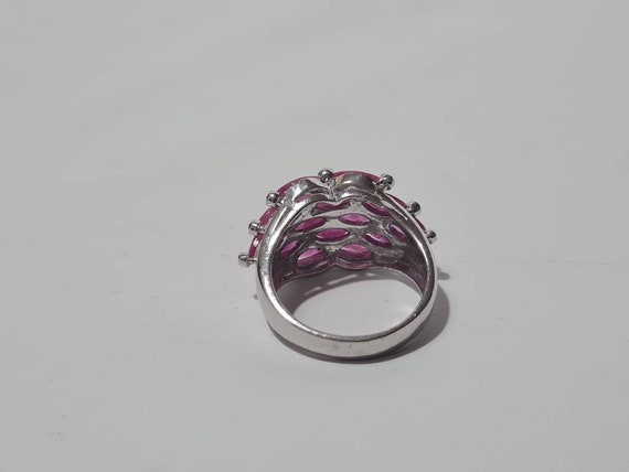 Sterling Silver Ruby Statement Ring sz 6.75 - image 6