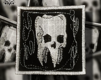 Toppa ricamata con teschio e dente – Toppa da cucire in stile punk gotico per giacche, zaini, gilet – Regalo alternativo