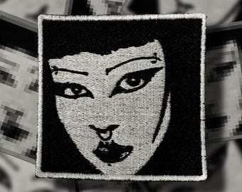 Goth Girl Gesicht gestickter Aufnäher - Punk Accessories