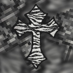 Zebra Print Cross Patch (Multi-Colored) – Embroidered Sew-on Patch