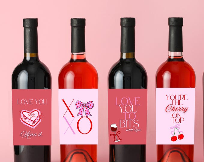Valentine's Wine Bottle Labels