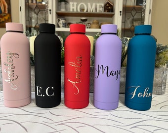 Personalised Stainless Steel Insulated Water Bottle, Custom Vacuum Flask, Bridesmaids Gift, Sports Bottle For Him-Her, Gift for Mum and Dad.
